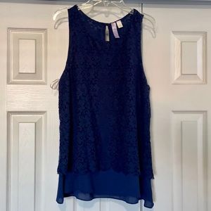 Business Casual Lace Overlay Sleeveless Top